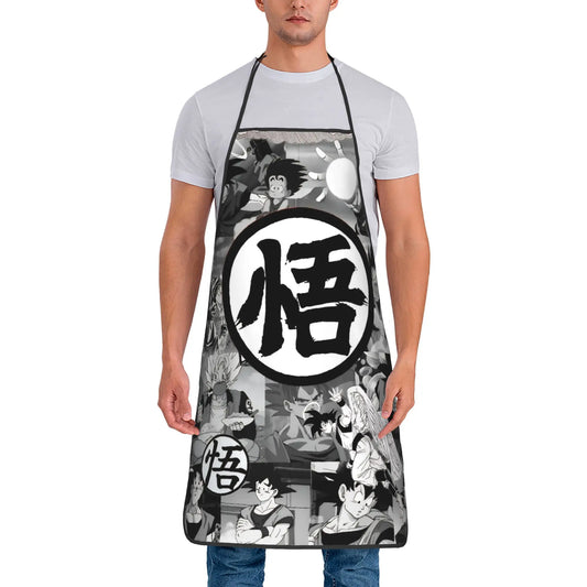 Tablier noir et blanc Dragon Ball - kanji Go sur cases de manga
