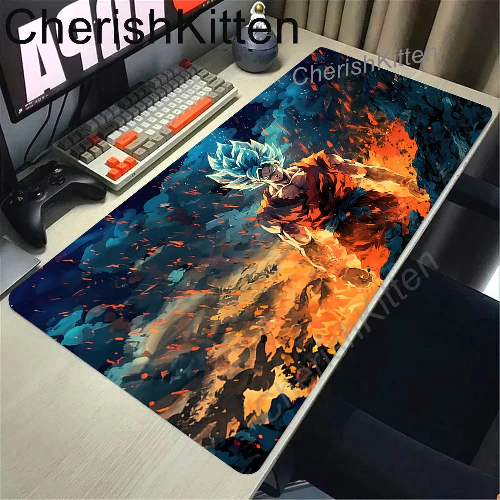 Tapis de souris multicolore Dragon Ball - visages de Goku en bandes